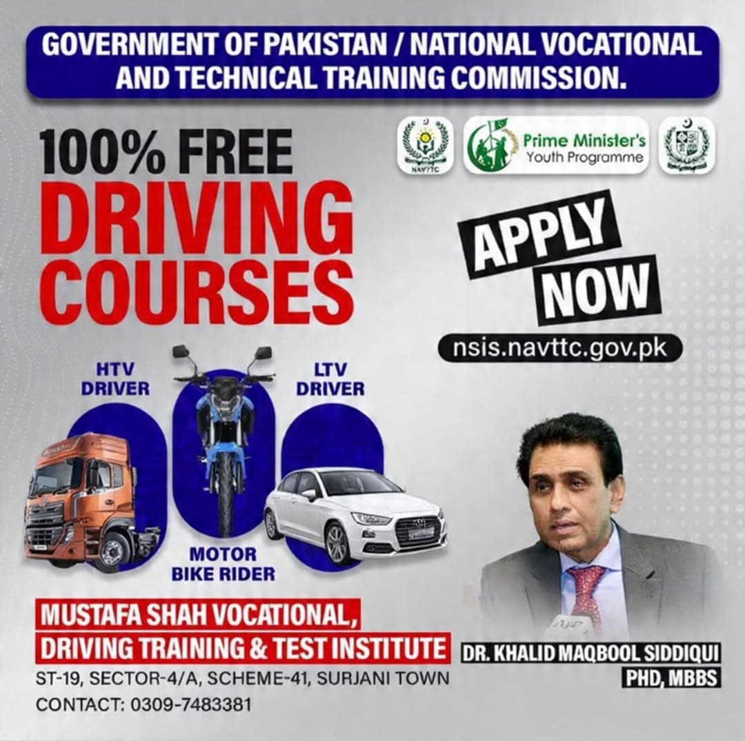 NAVTTC FREE Driving Courses — HTV, LTV and Motor Bike Rider